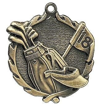 Golf Wreath Medal, 1 3/4" 2