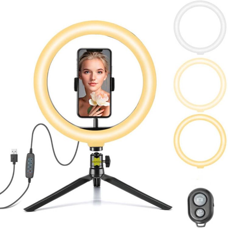 LED Desk Ring Light with Tripod Stand 10" 1