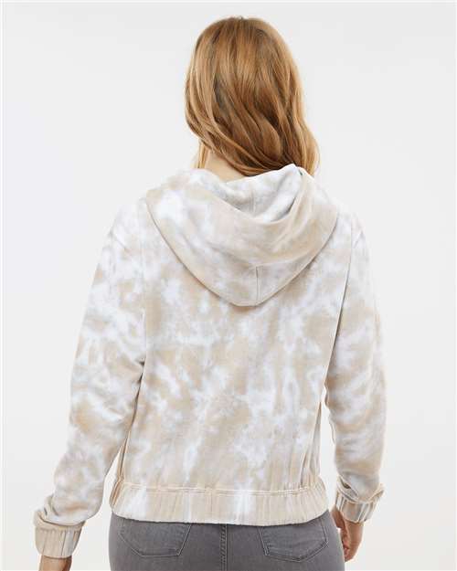 Women's Sueded Fleece Tie-Dyed Crop Hooded Sweatshirt - W23718 20
