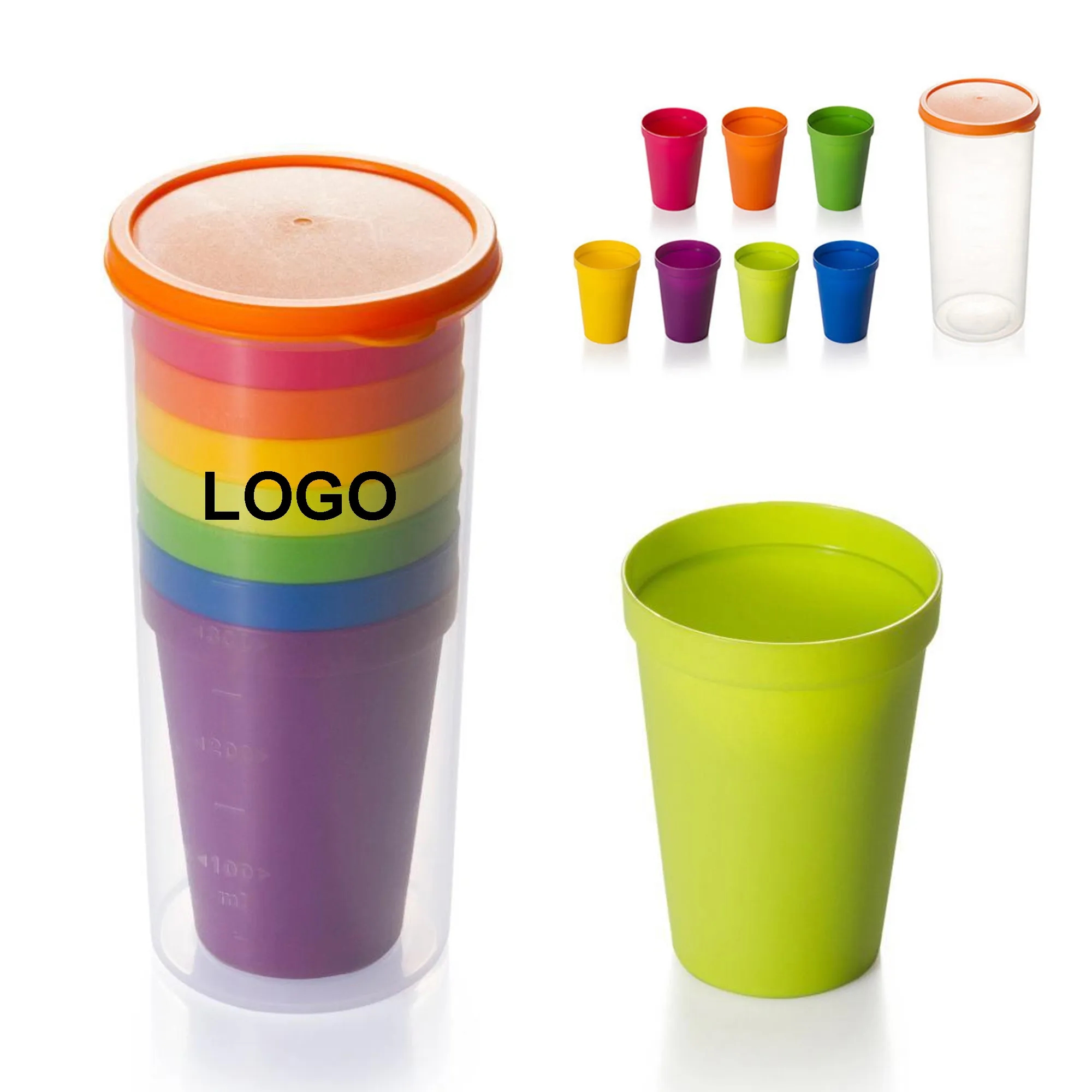 Colorful Kids Plastic Cups Set of 8 3