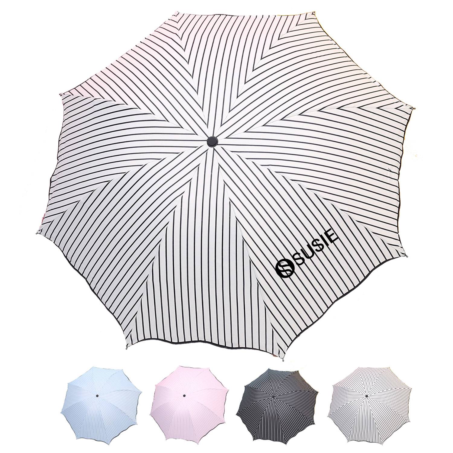 Waterproof UV Protection Automatic Striped Folding Umbrella 2