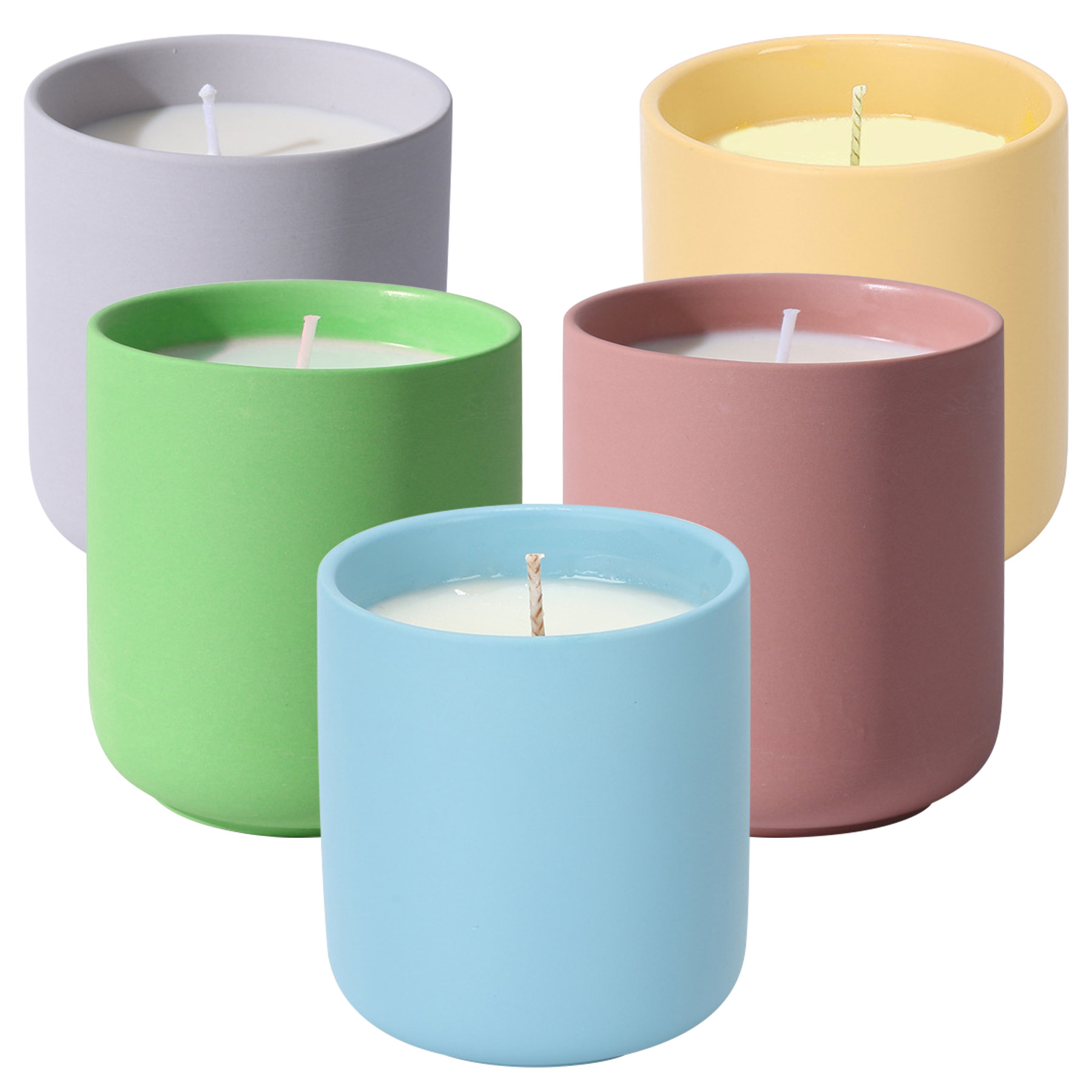Matt Ceramic Candle Cup With Cover Set 2