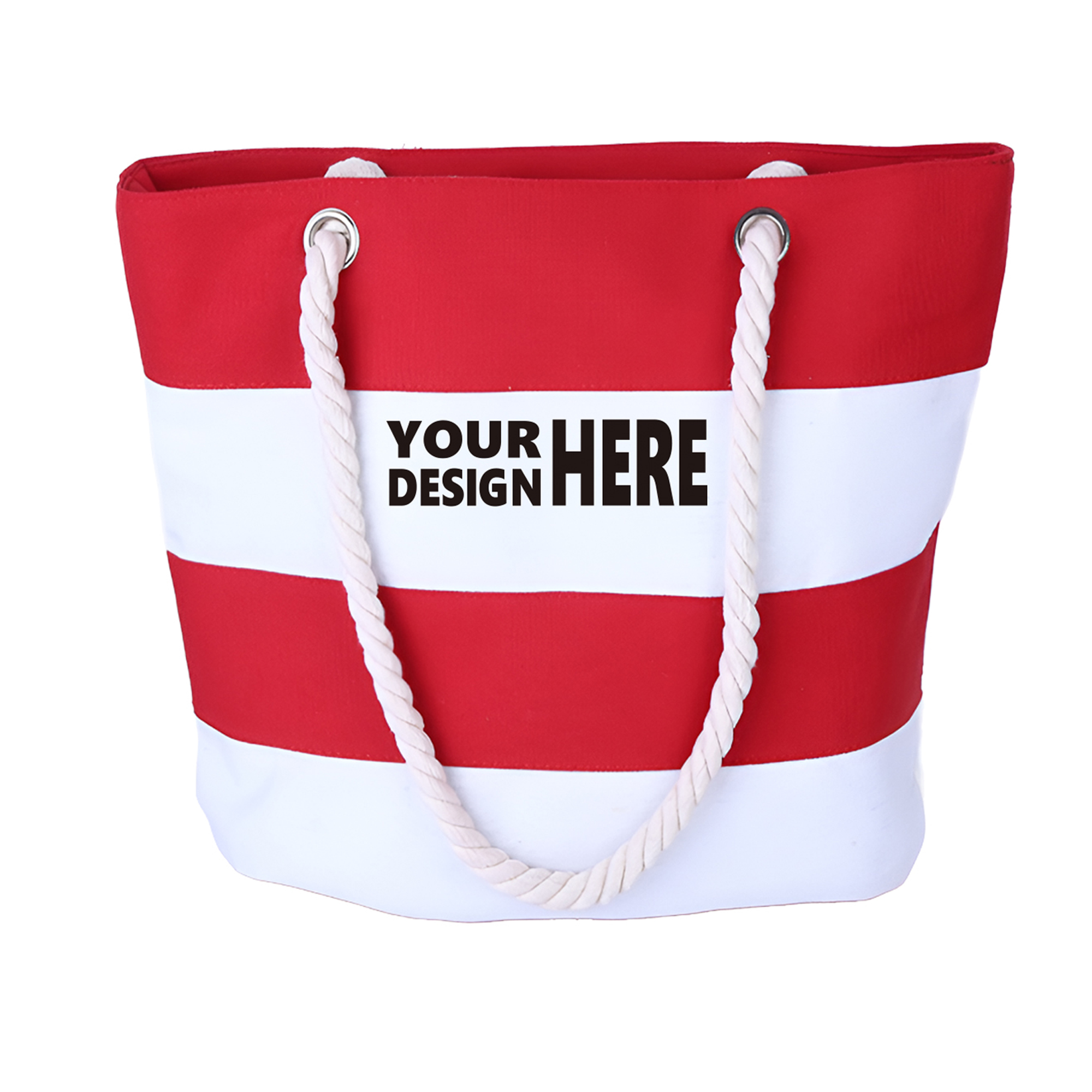 MOQ50 Custom Canvas Beach Tote Bag With Stripes, custom tote bag with logo imprint 2