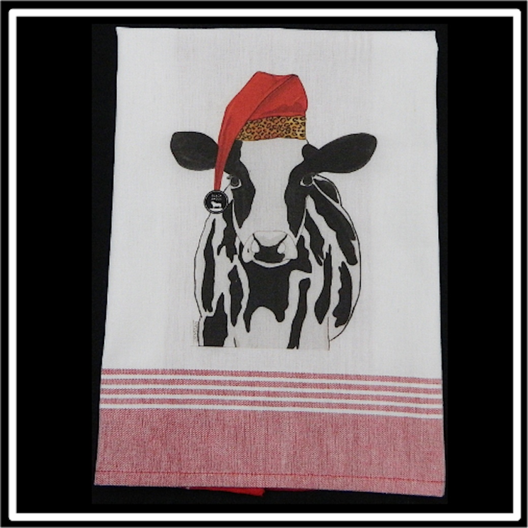 Red/White Plaid Kitchen Towel with Custom Print 5