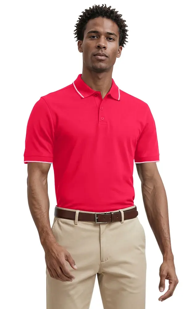 Men's Striped Trim Value Wicking Polo 12