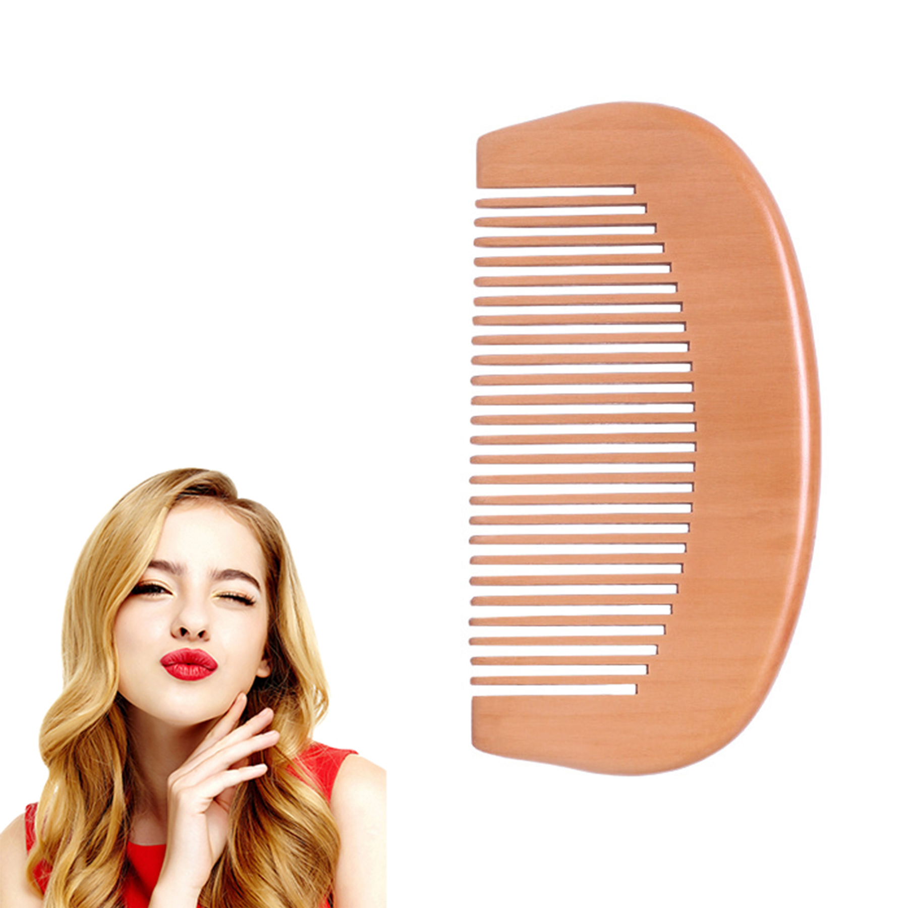 Peach Wood Beard Comb 1