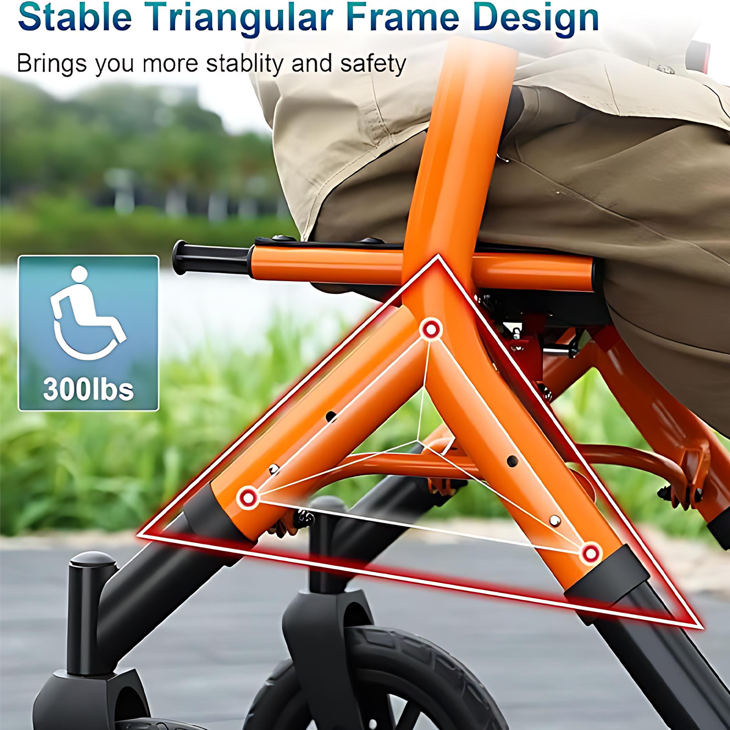 Folding Rollator Walker w/ Seat and Storage Bag 5