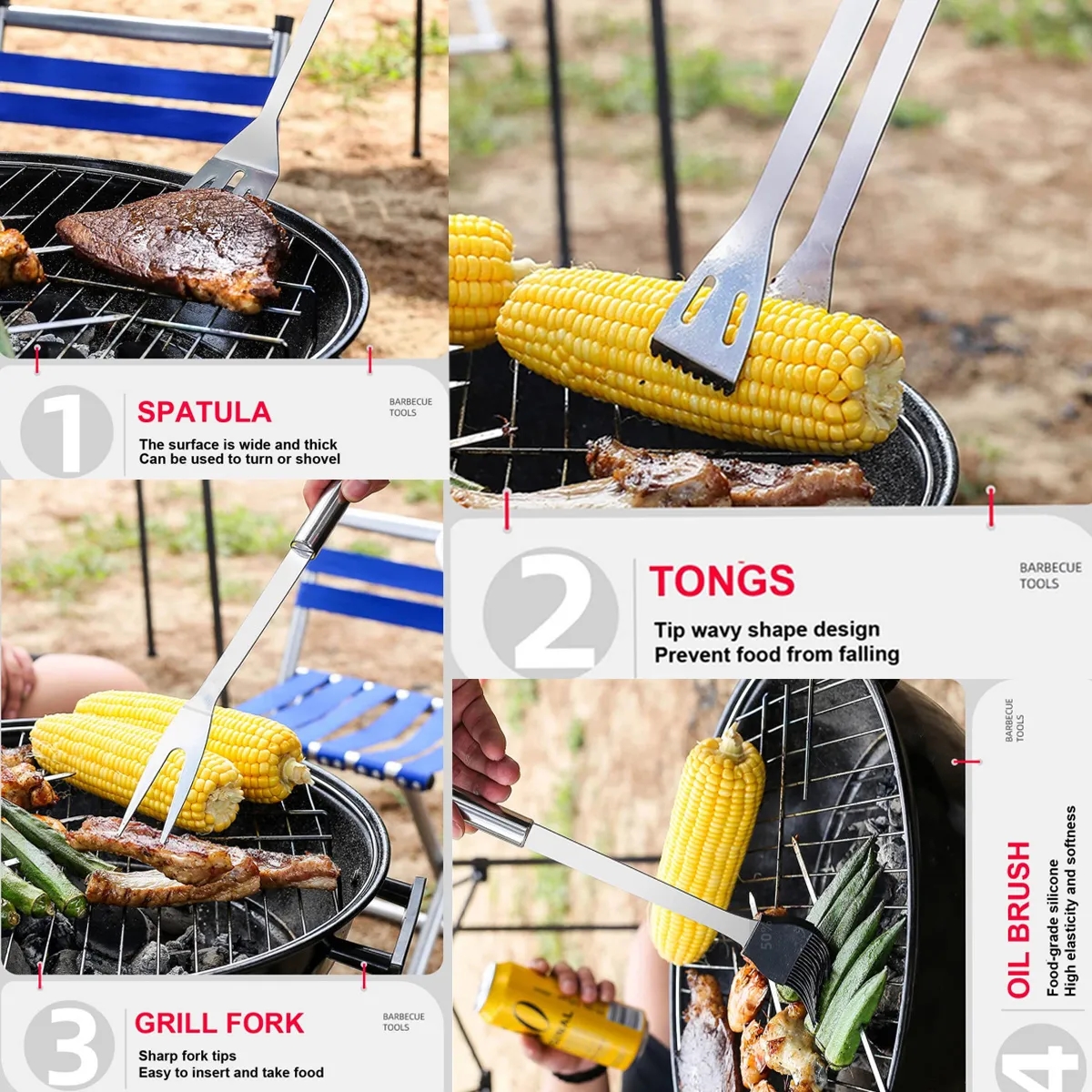 5 pieces Stainless Steel Grill Tools 3