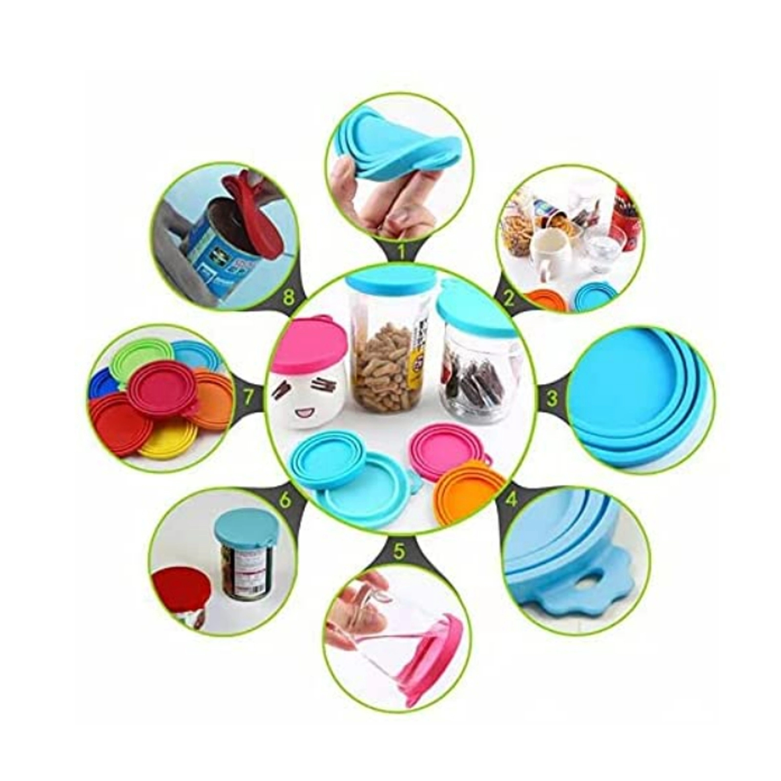 3 Size in 1 Reusable Silicone Can Lid Cover 4