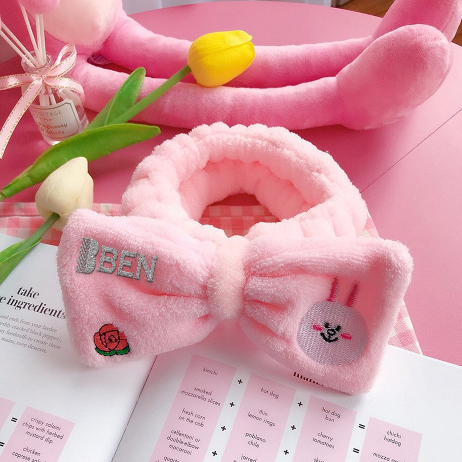 Cute Embroidered Little Bear Headband for Face Washing 4