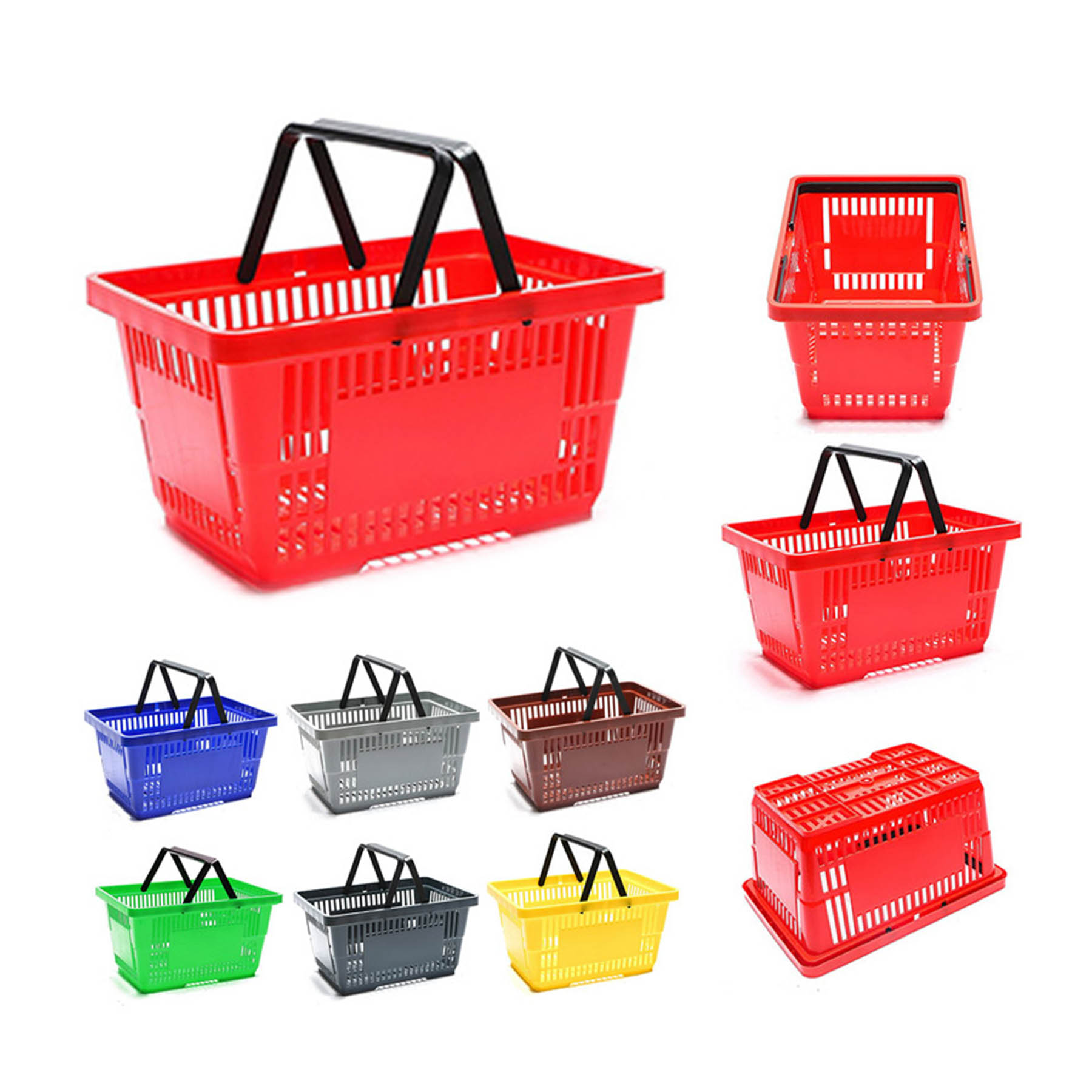 2 Handle Plastic Shopping Basket 2