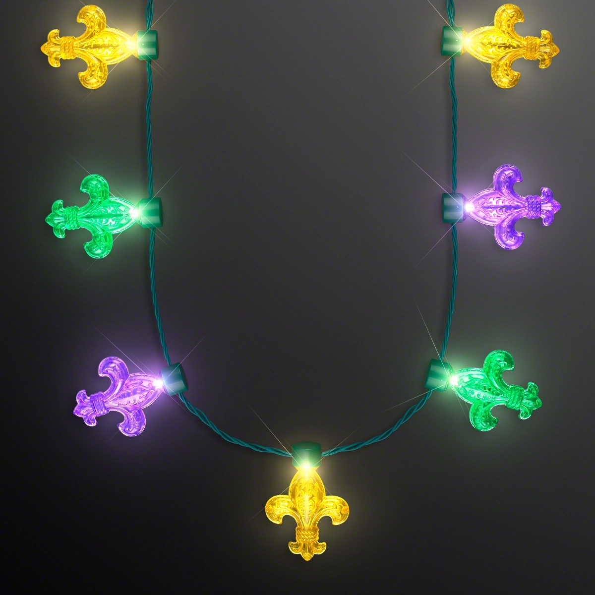 Fleur de Lis Light bulbs Mardi Gras Necklace 2