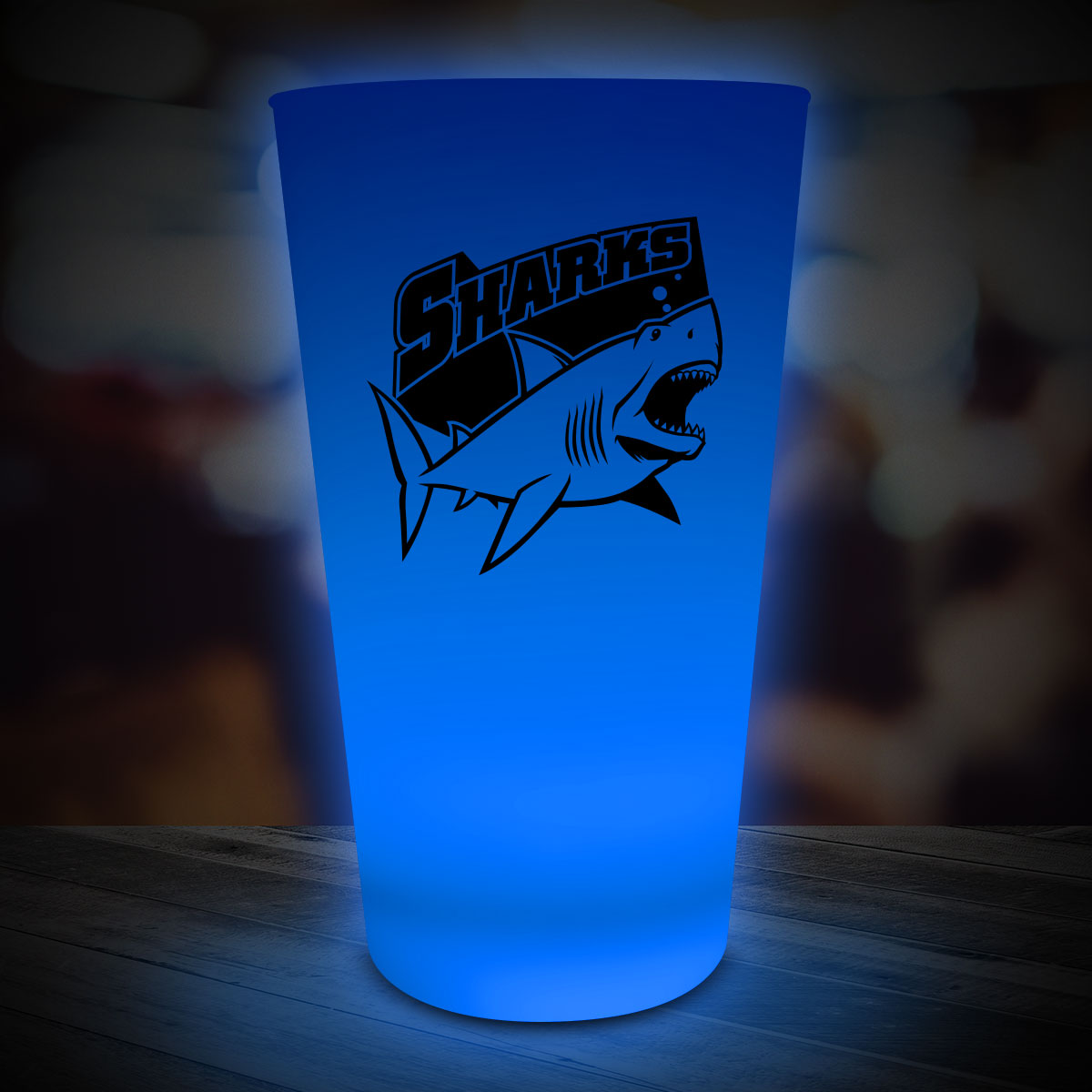 Blue LED Light Up Glow Neon Look 16 oz Drinking Pint Glass