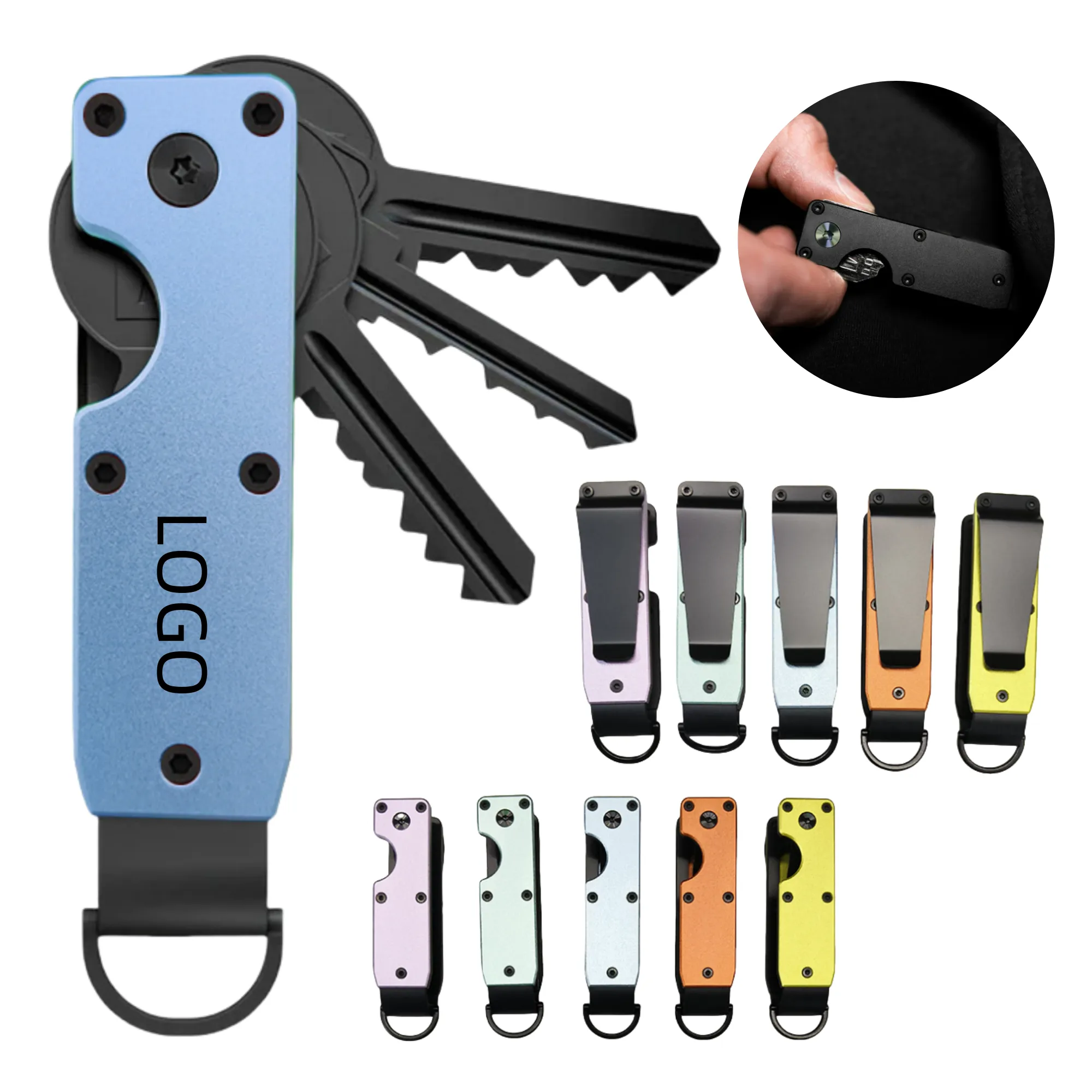 Aluminum Key Organizer Holder Compact Keychain 13