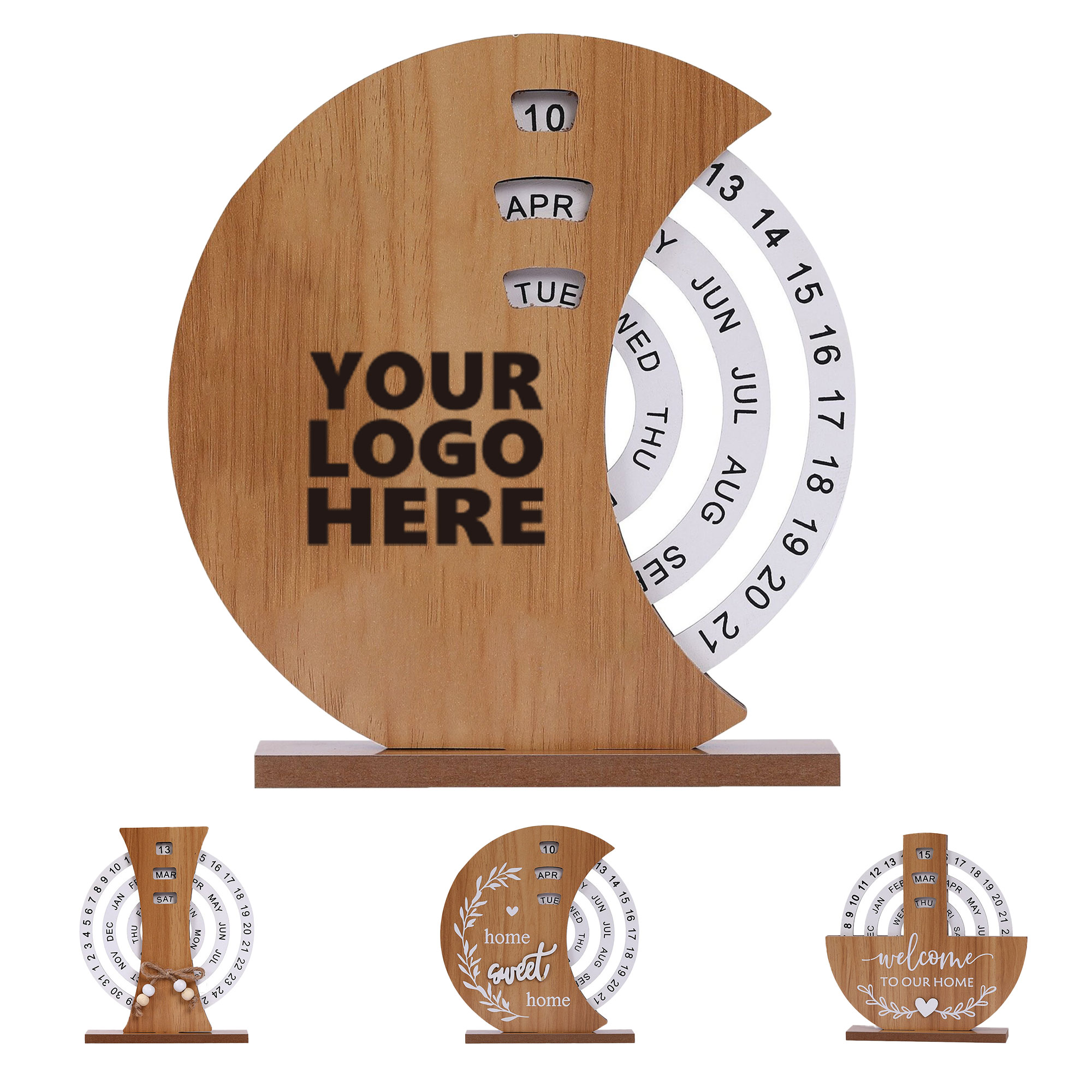 Wooden Perpetual Calendar Desk Home Decor 4