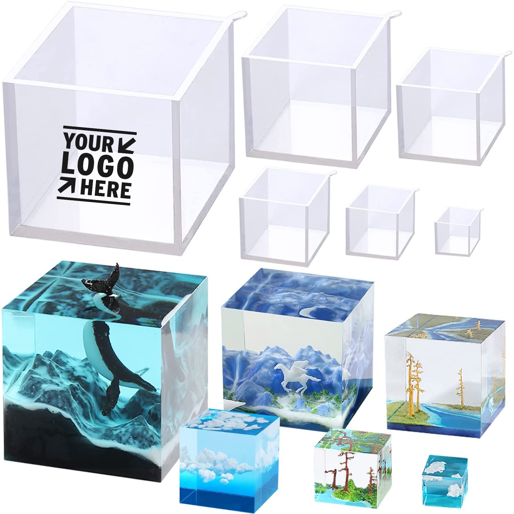 6 Pcs Clear Silicone Cube Molds 2