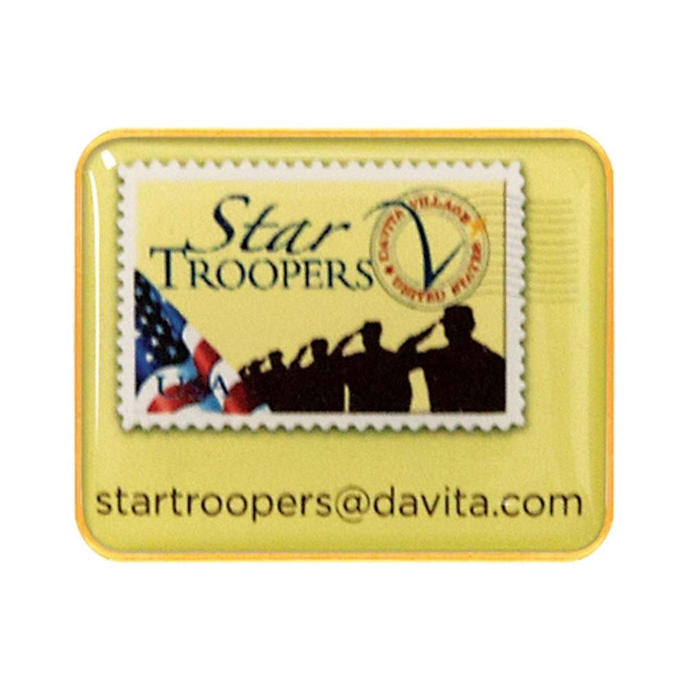 Custom Rectangle Rounded Corner Mylar Lapel Pin (1" X 3/4") 3