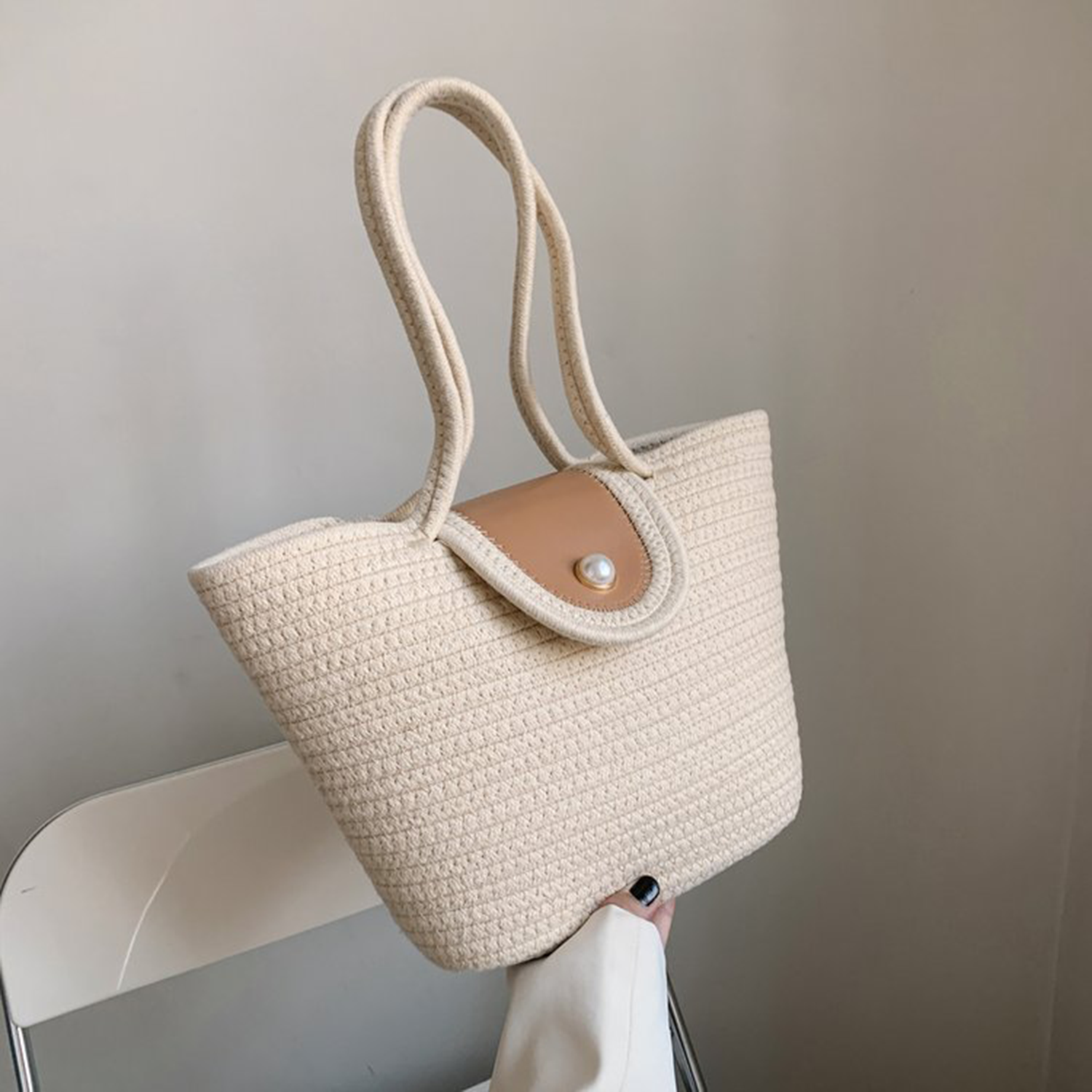 Straw Beach Tote Bags for Women, custom tote bag with logo imprint 2