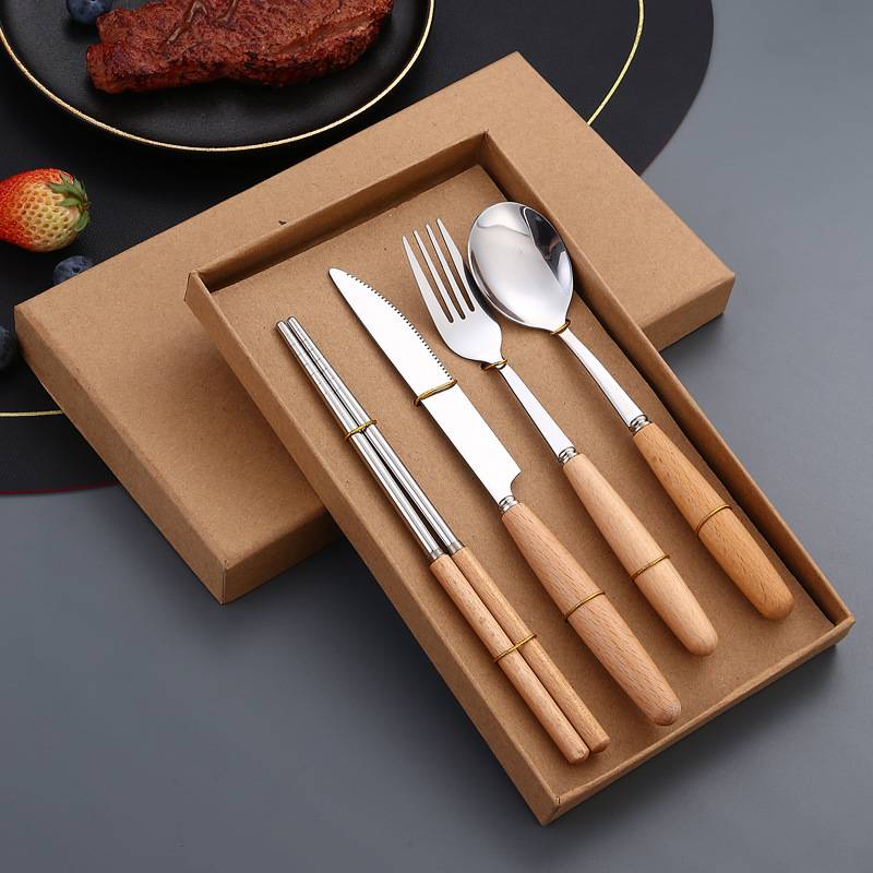 Stainless Steel Cutlery Set with Wooden Handles 3