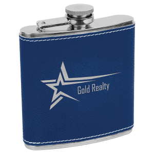 6 Oz. Laserable Leatherette Stainless Steel Flask, custom water bottle with logo imprint 7