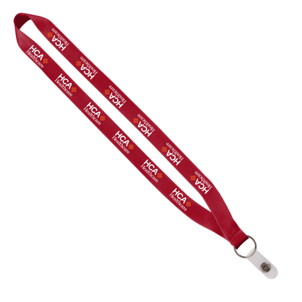 3/4" Polyester Lanyard with Sewn Silver Metal Split-Ring 124