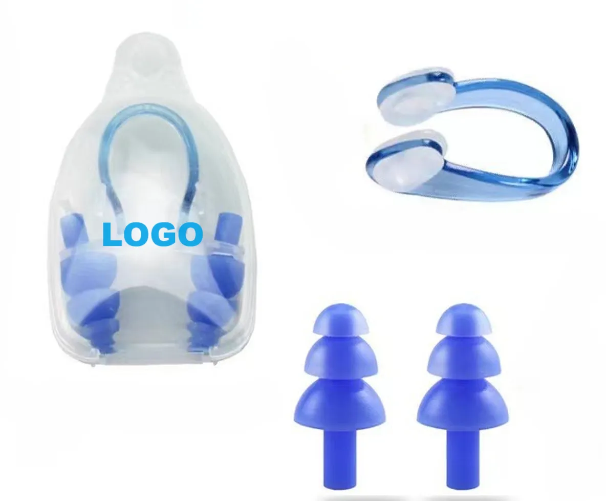 Custom logo silicone Swimming nose clip earplug set 3