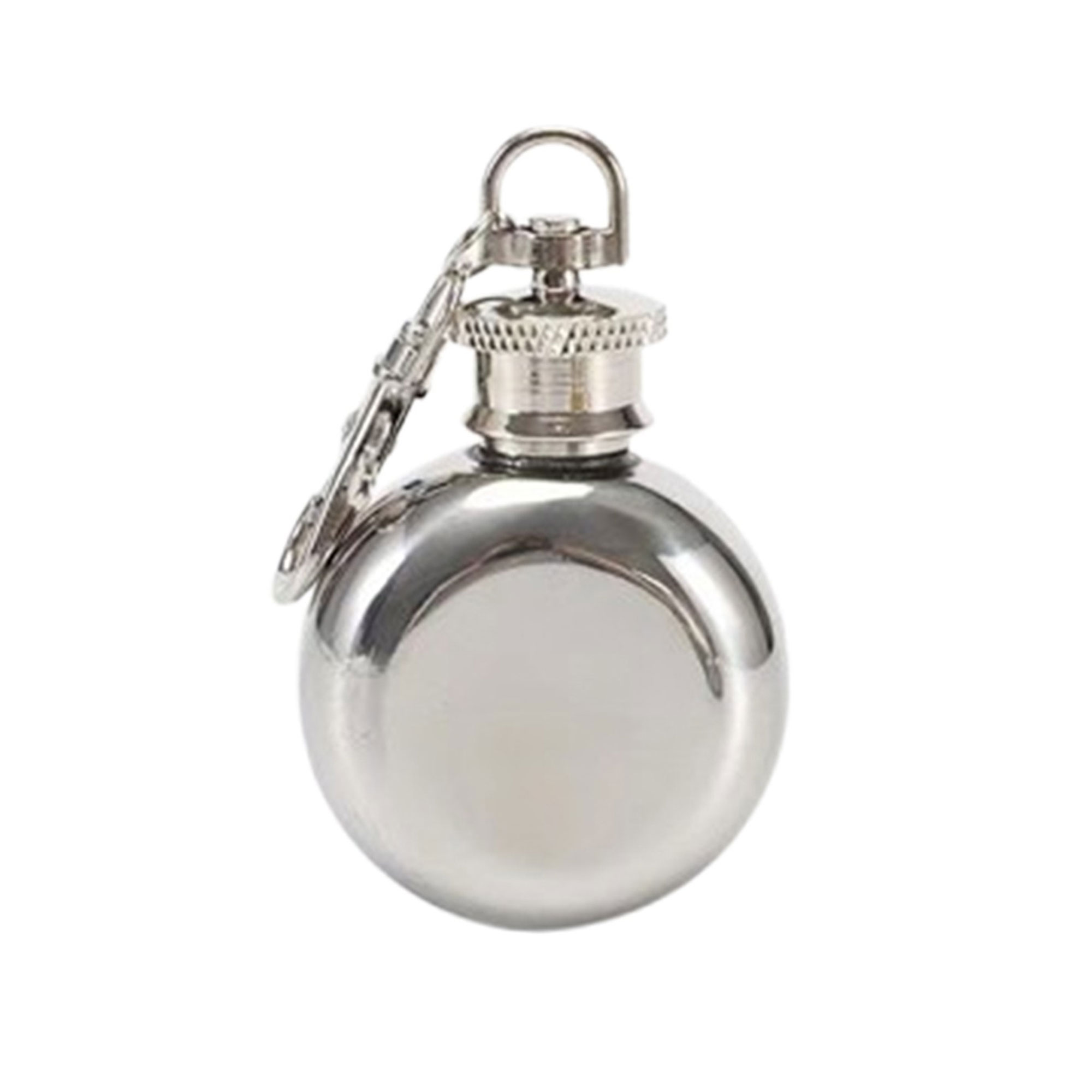 1oz Round Stainless Steel Hip Flask Keychain 1