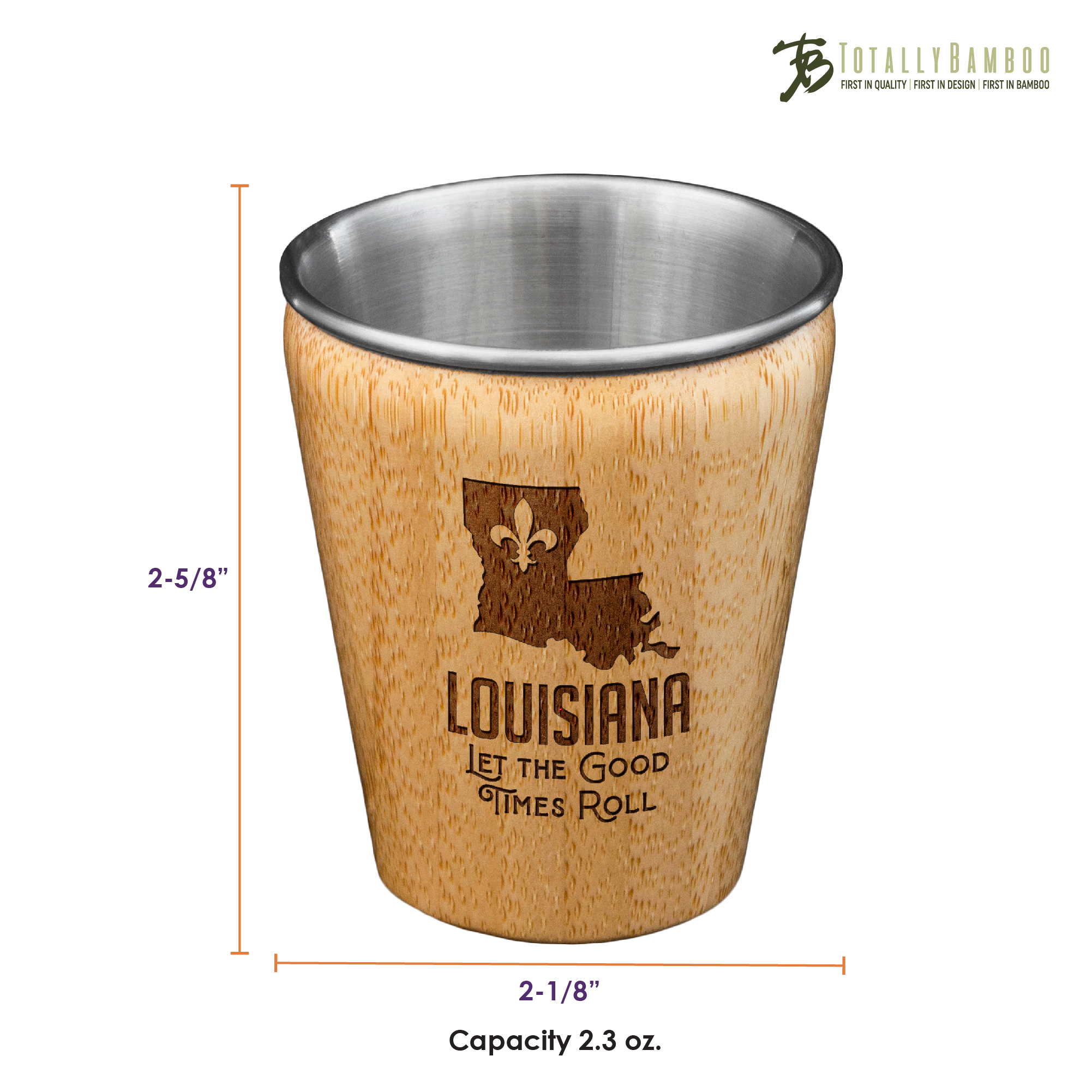 Louisiana State Bamboo and Stainless Steel Shot Glass 4