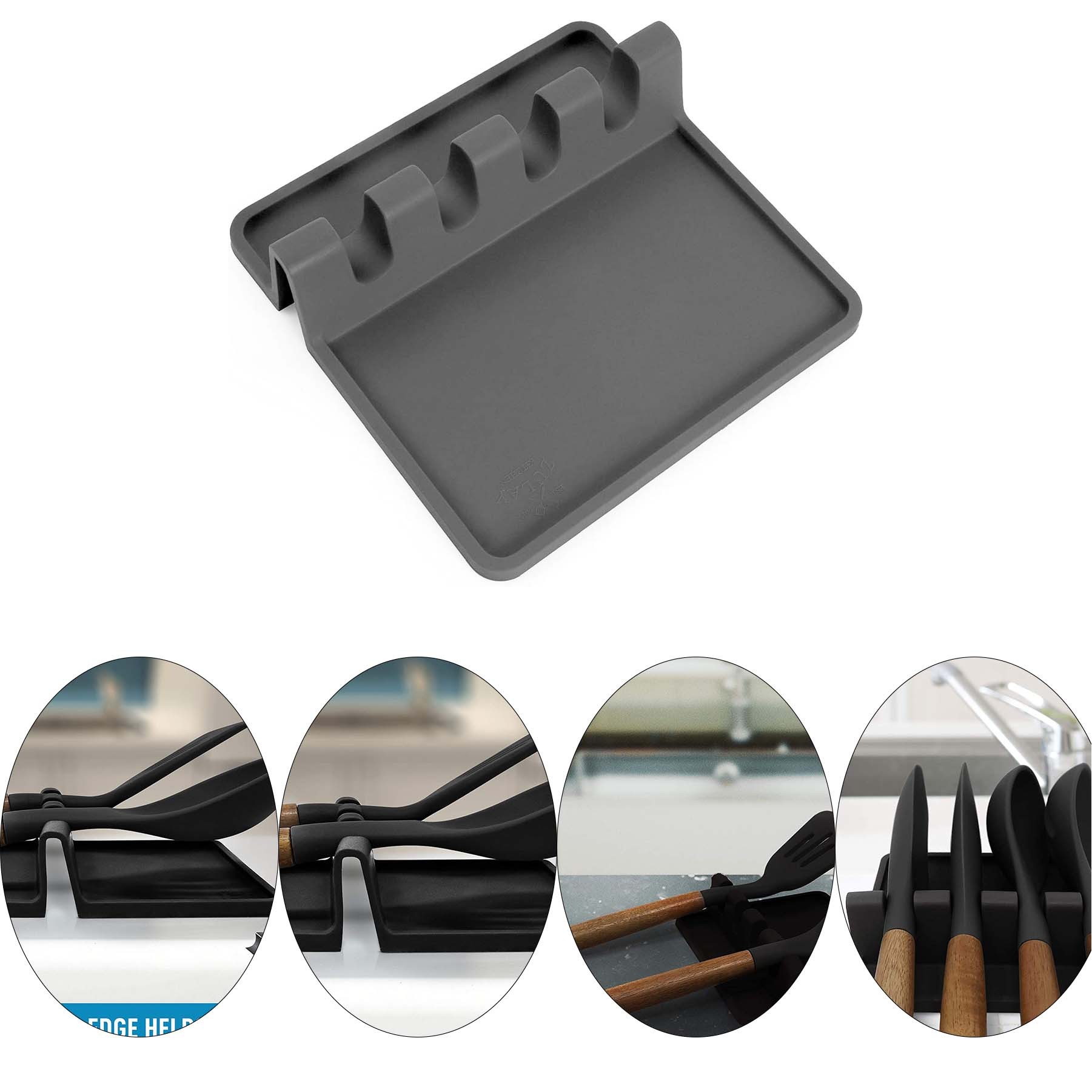 Silicone Utensil Rest with Drip Pad for Multiple Utensils 2