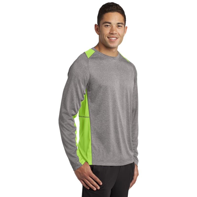 Sport-Tek Long Sleeve Heather Colorblock Contender Tee. 63