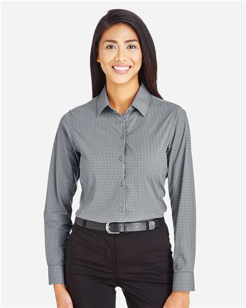 Women's CrownLux Performance® Tonal Mini Check Woven Dress Shirt - DG535W 3