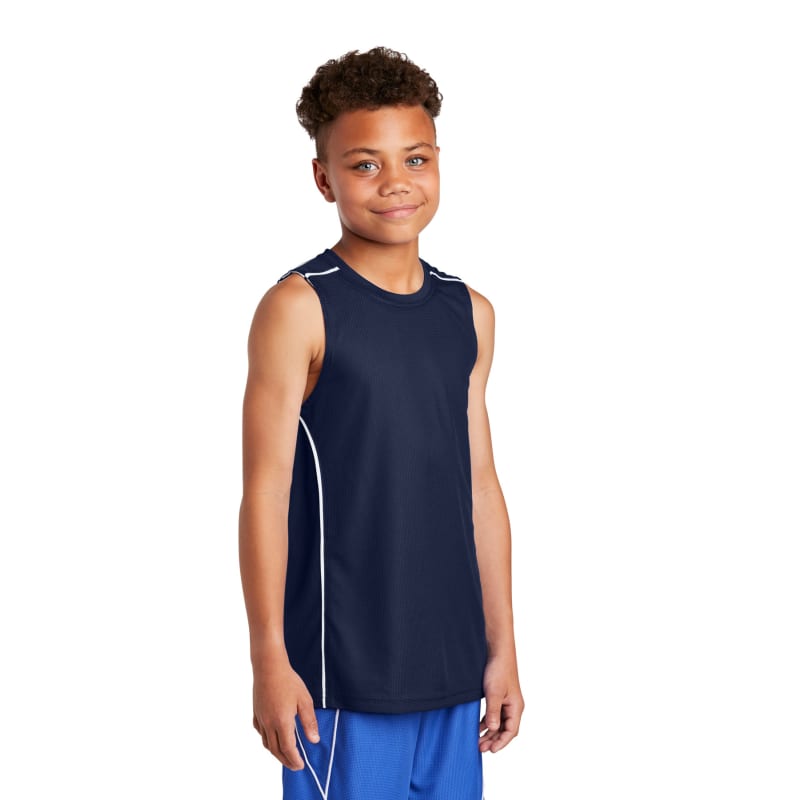 Sport-Tek Youth PosiCharge Mesh Reversible Sleeveless Tee. 2