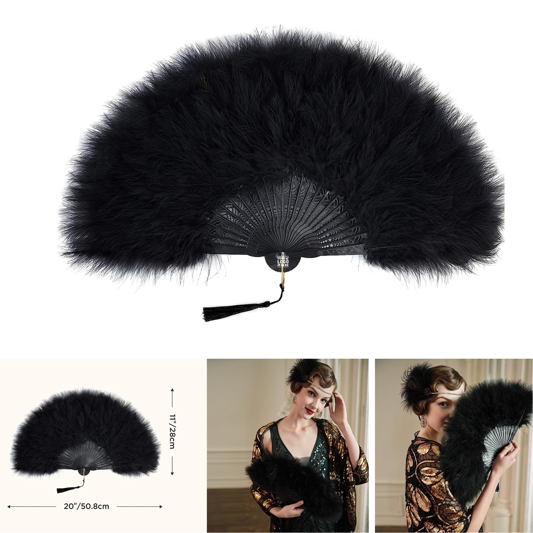 20s Vintage Folding Feather Fan 2