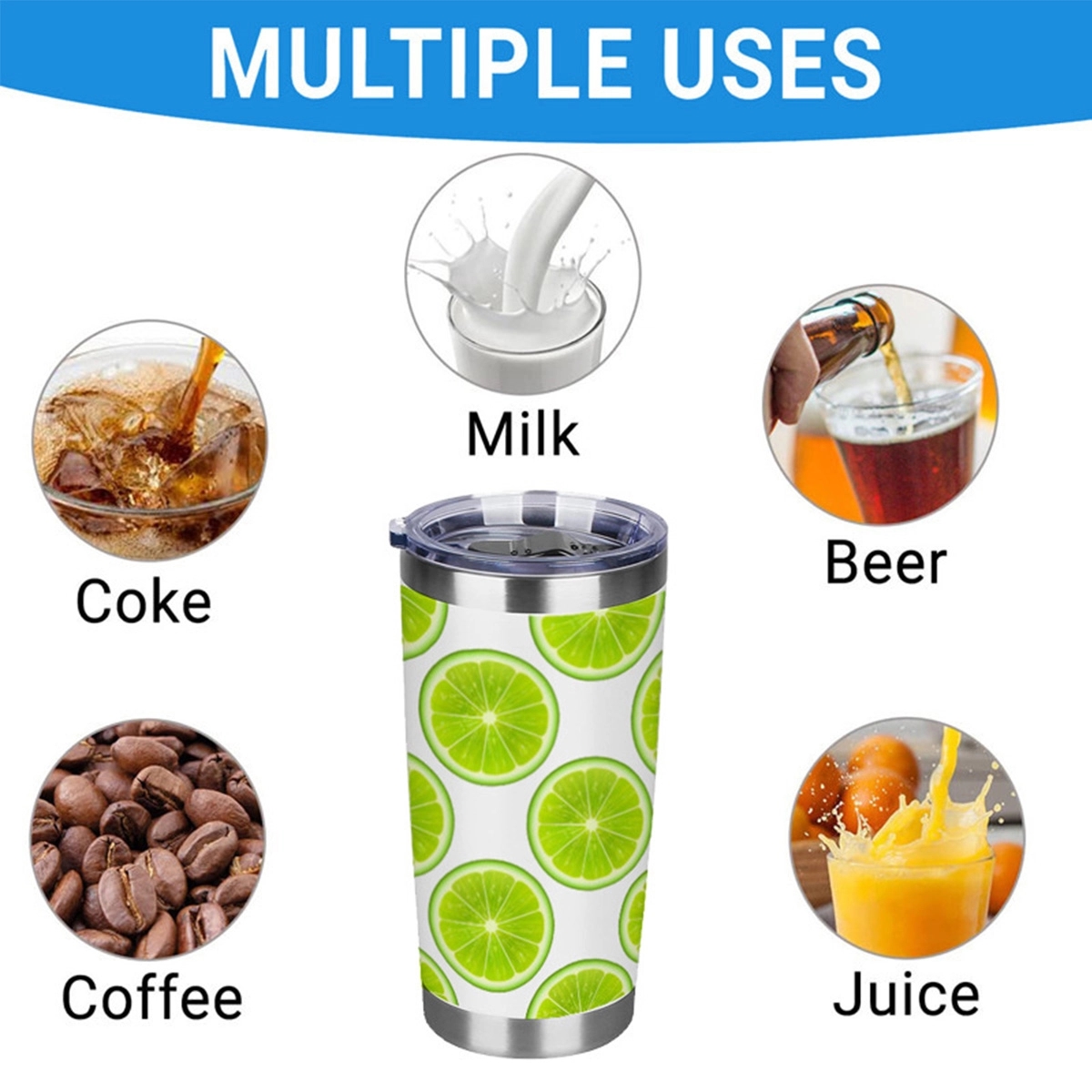 20 oz. Personalized Gift Printed Tumblers with Lid and Straw 6