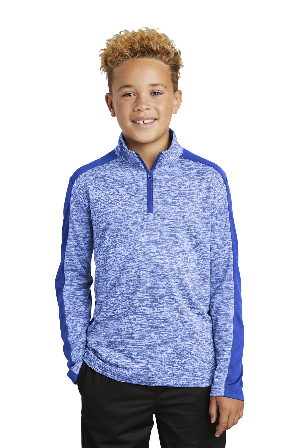 Sport-Tek Youth PosiCharge Electric Heather Colorblock 1/4-Zip Pullover. YST397 27