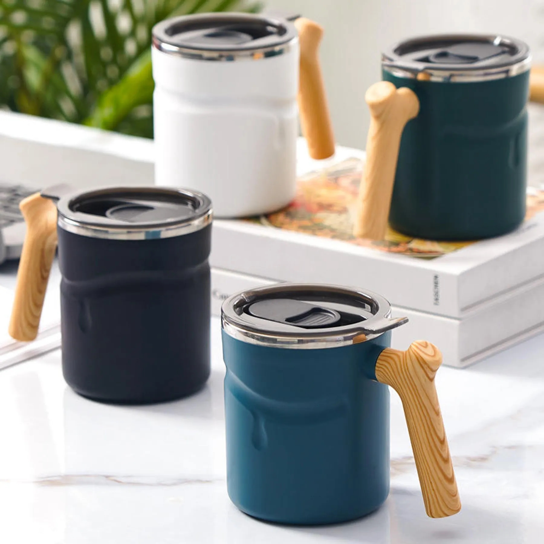 17 oz Stainless Steel Cup With Wooden Handle 3