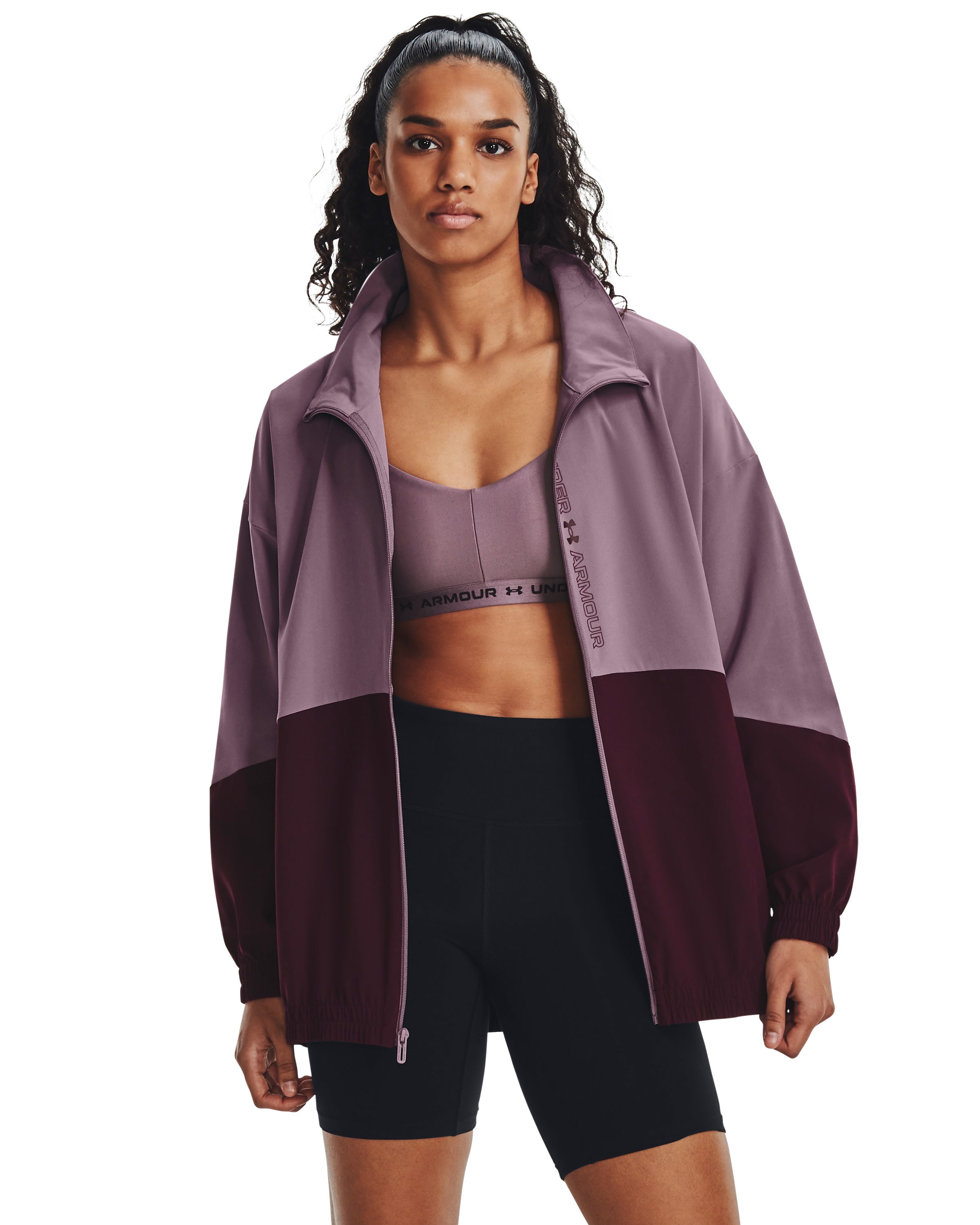 UA Woven Women's Oversized Full-Zip Jacket 8