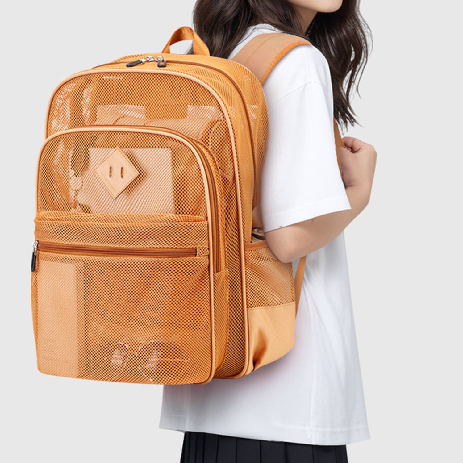Large Capacity Unisex Polyester Mesh Backpack 2
