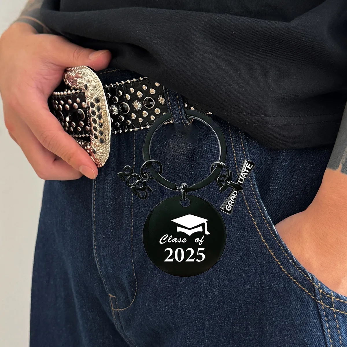 Stainless Steel Graduation Keychain Class Of 2025 4