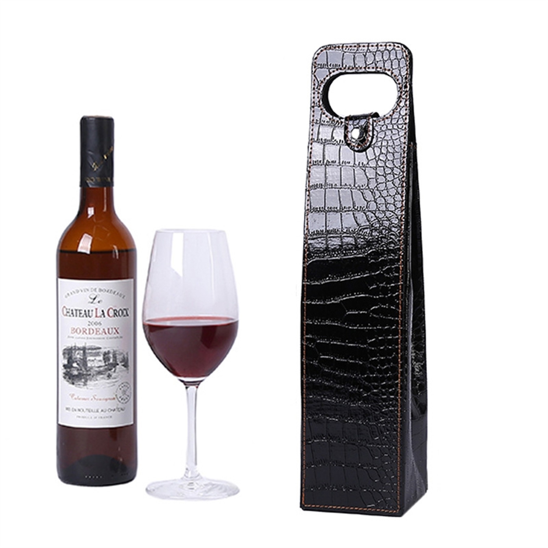 PU Leather Resuable Wine Tote Bag 3