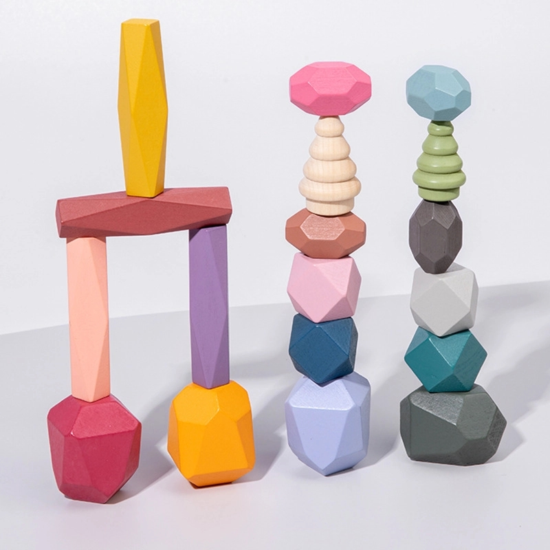 Stacking Stones Toy Wooden Rock 5