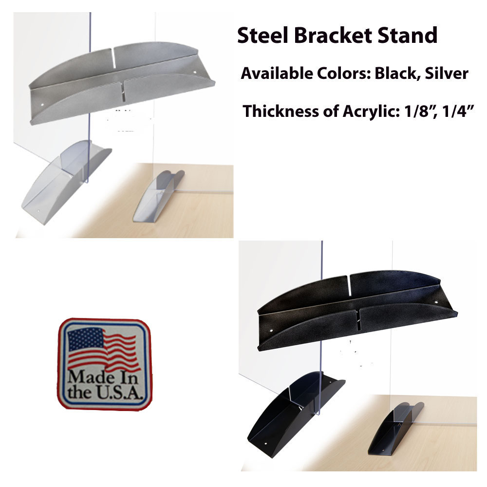 Clear Acrylic Sneeze Guard with Rectangular Pass-through Winddow and Stands Made in USA 3