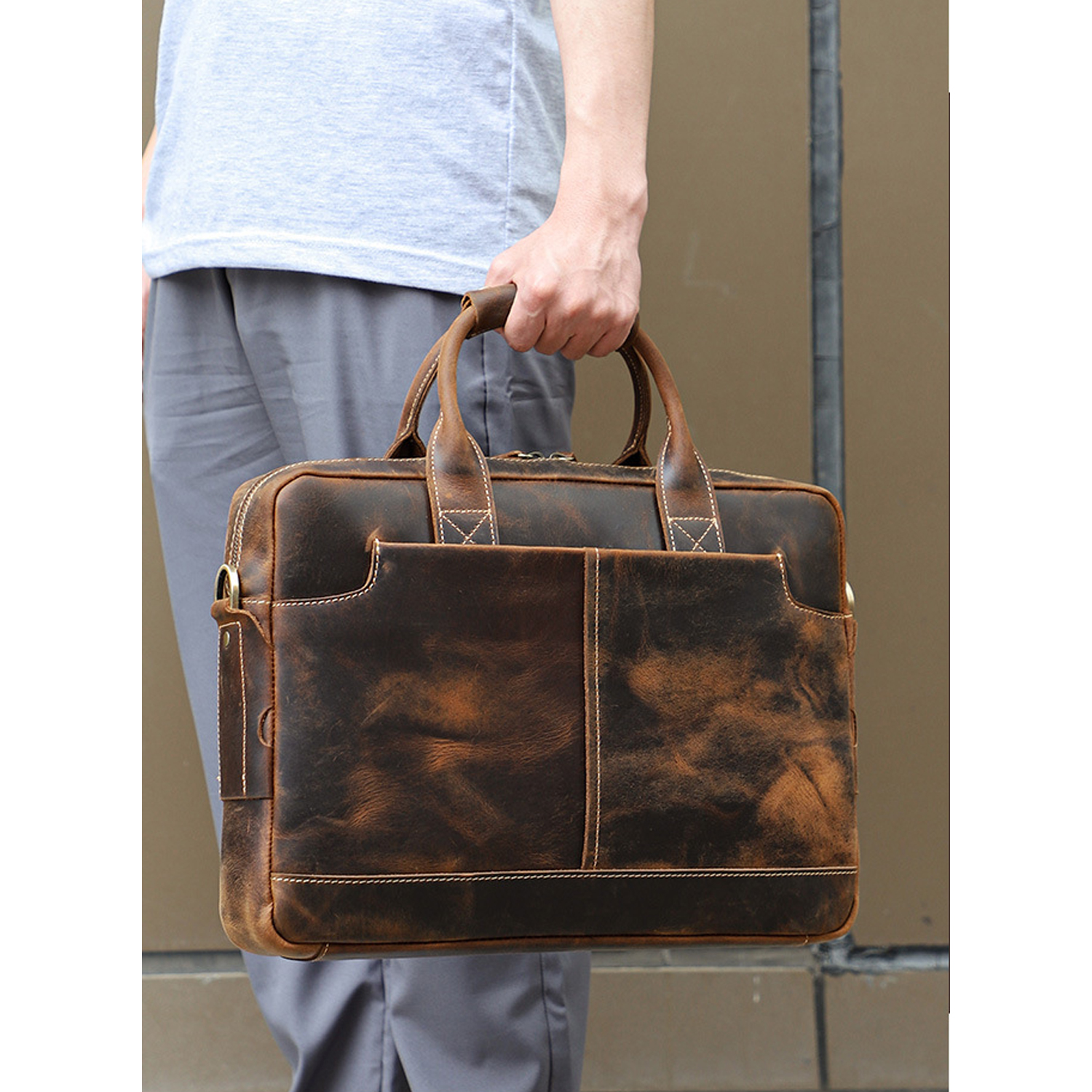 Leather Briefcase Laptop Bag 4