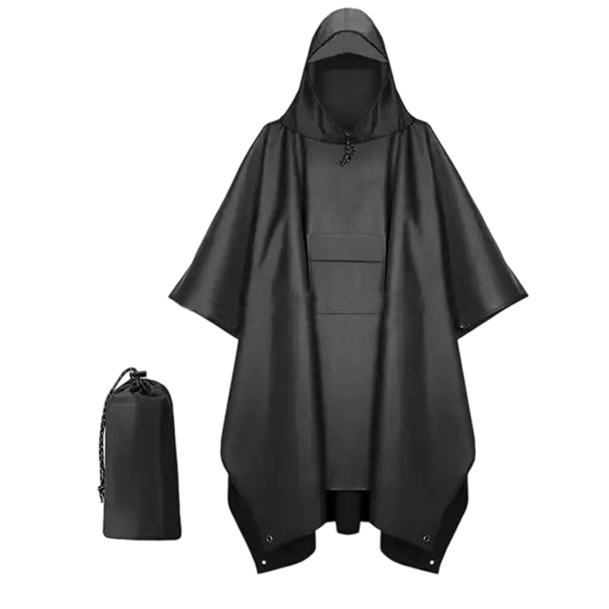 Polyester Hooded Rain Poncho With Waterproof Coating 4