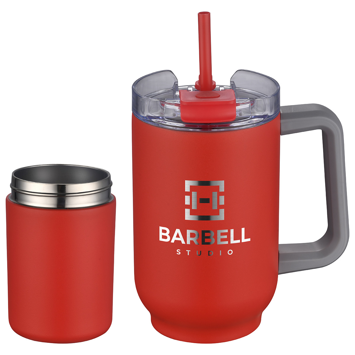 Novo Combo 20 oz Vacuum Insulated Stainless Steel Mug and Screw-On 12 oz Can Cooler 20