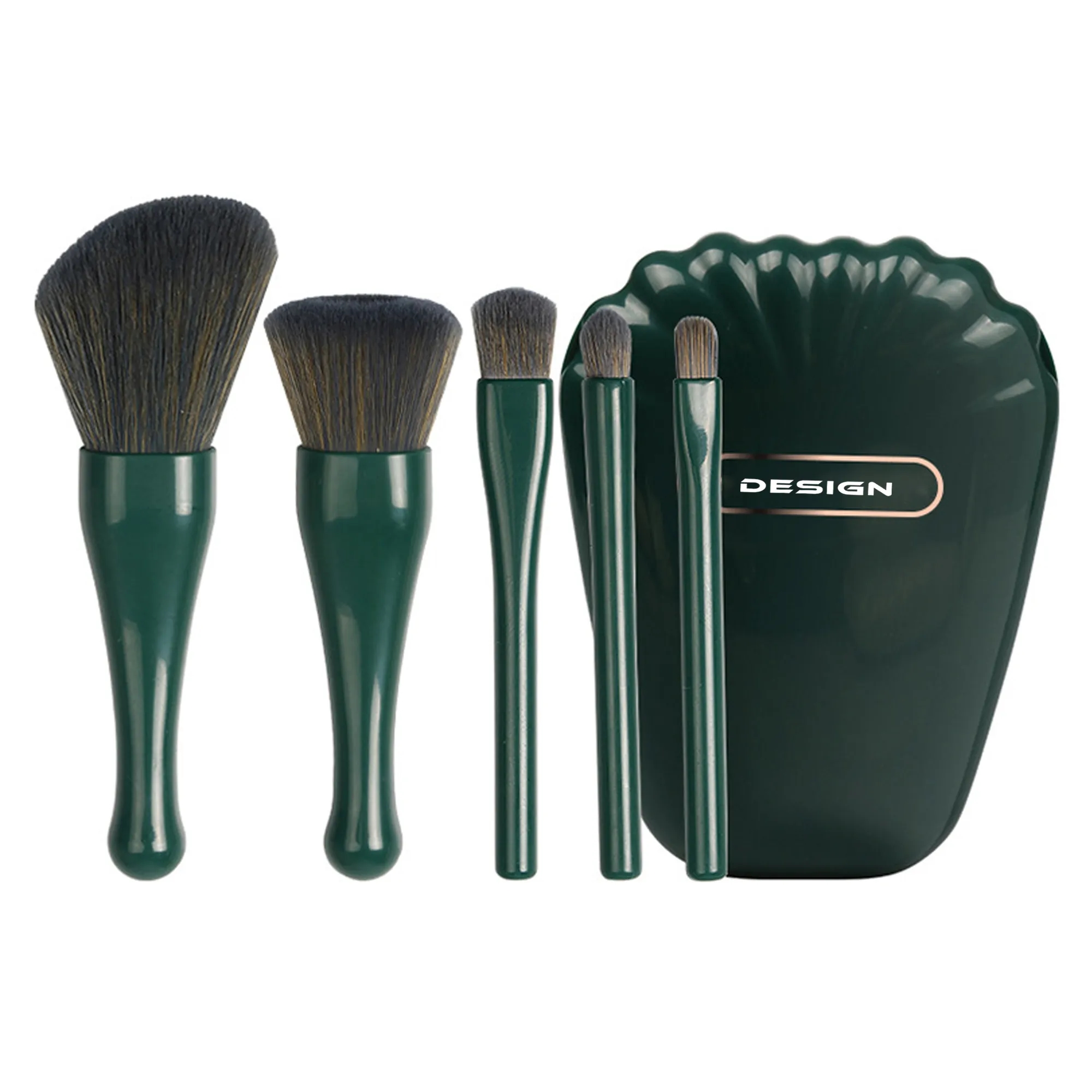 Portable Travel Makeup Brush Set With Mirror Case Kit Cute 5