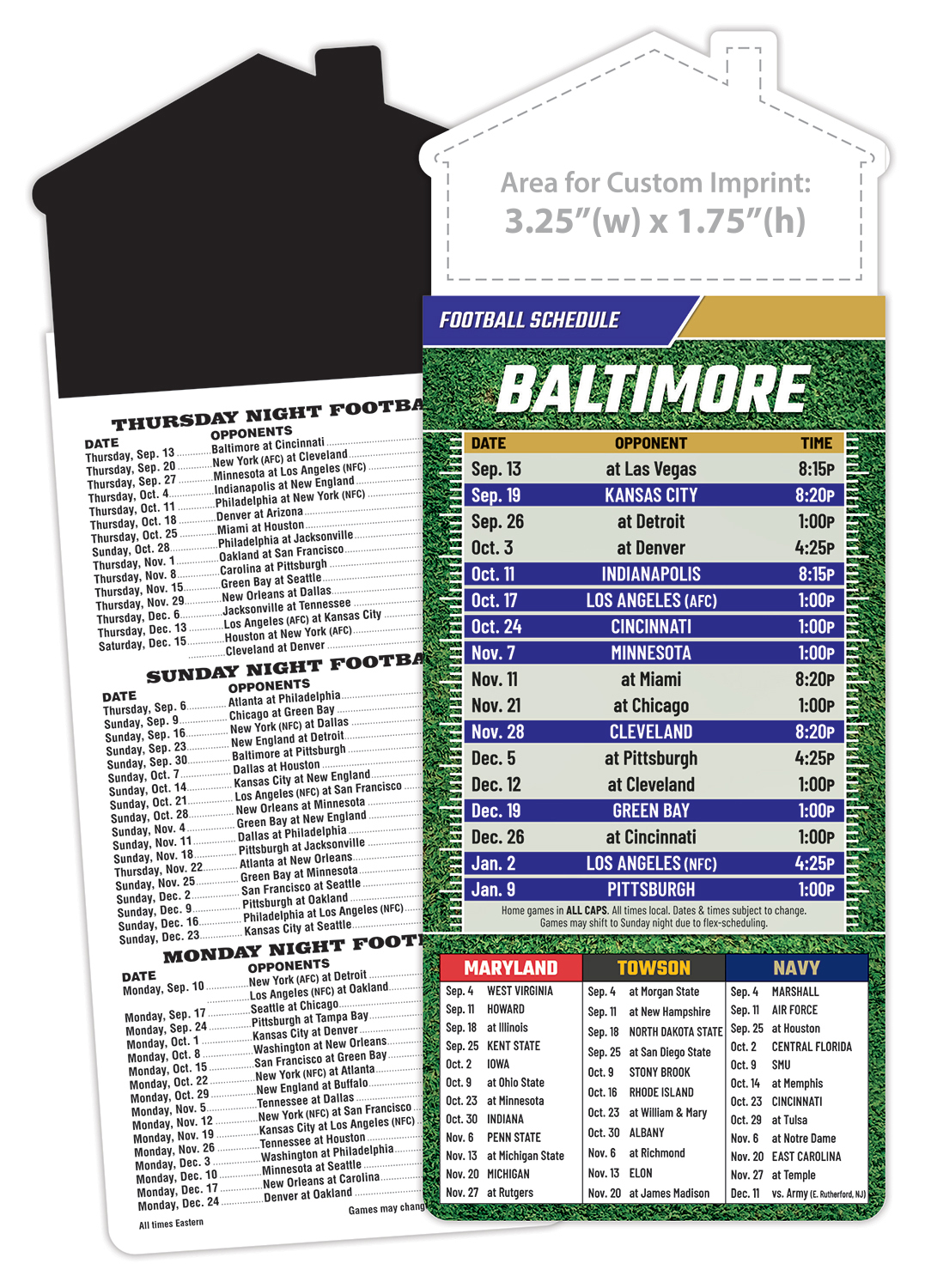 Magna-Card House Shape Magnet Football Schedules (3.5x9)