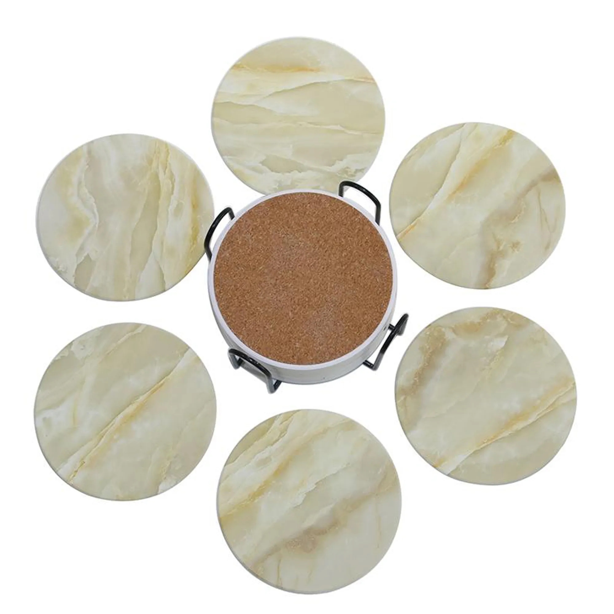6 Pcs Ceramic Coaster Set with Holder 3