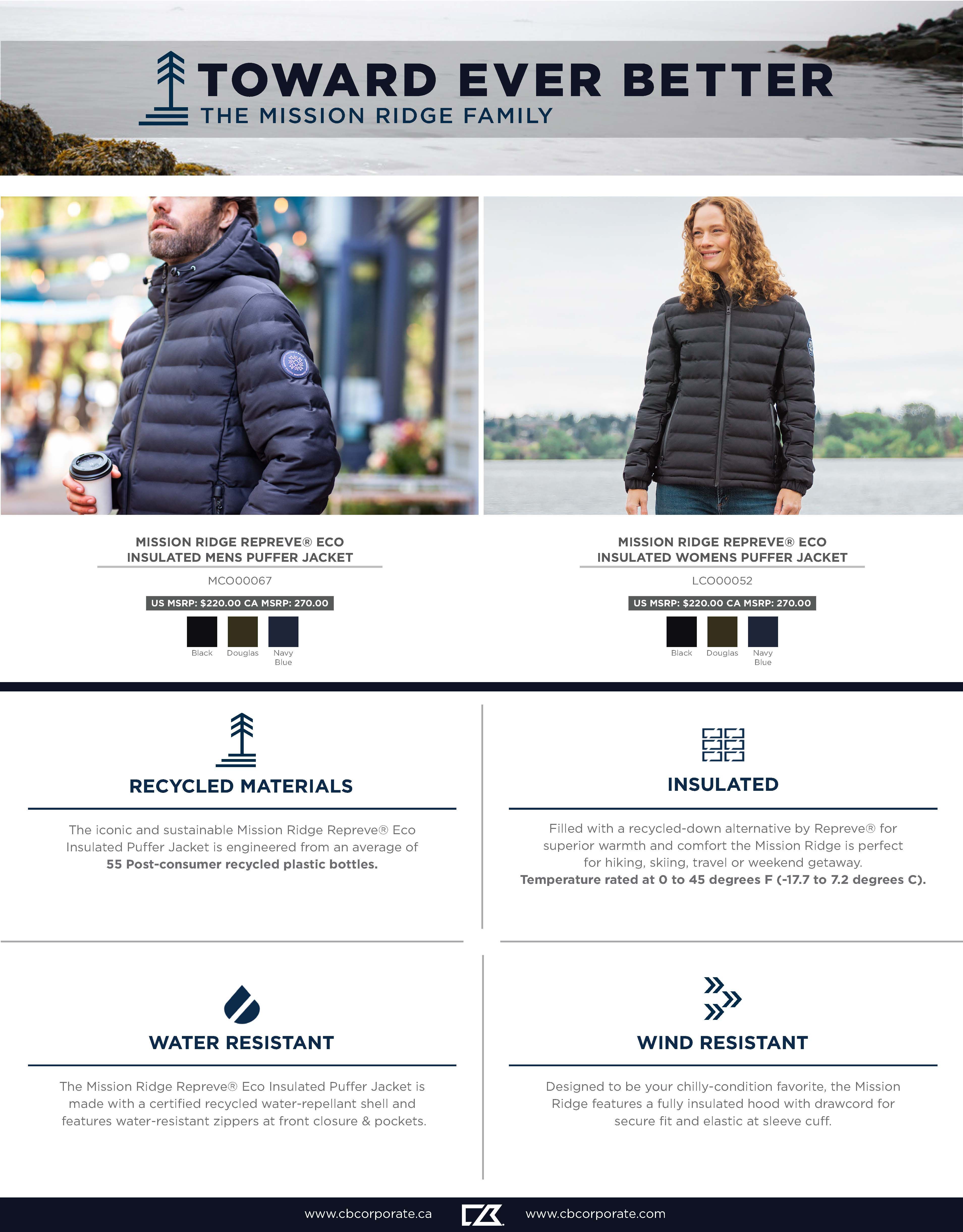 Mission Ridge Repreve Eco Insulated Womens Puffer Jacket