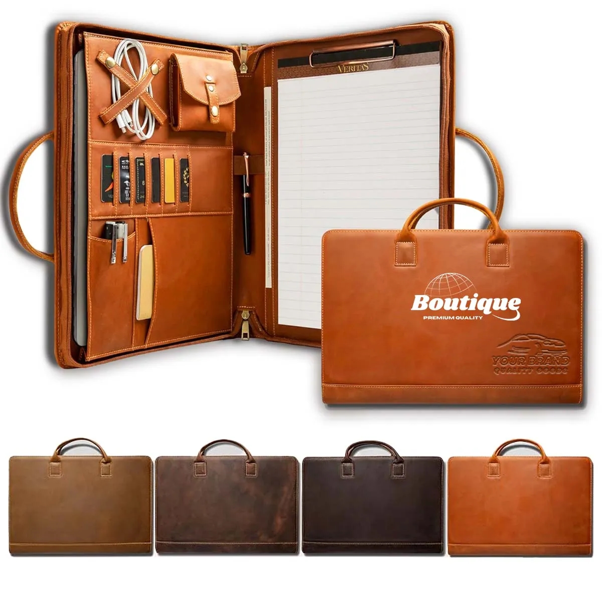 Personalised Leather Portfolio with Handle 7